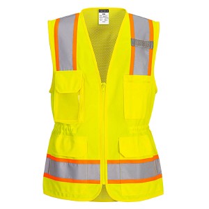 Portwest US392YER Women's Hi-Vis Contrast Tape Vest Hi Viz Green 