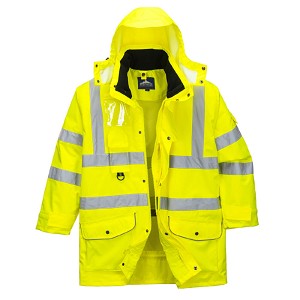 Portwest US427YER Hi-Vis 7-in-1 Traffic Jacket Hi Viz Green 