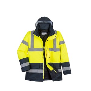 Portwest US466YNR Hi-Vis Contrast Traffic Jacket Hi Viz Green-Navy 
