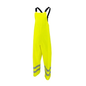 RW08B Class E Self-Extinguishing Rain Bib with Safety Fly - Lime  