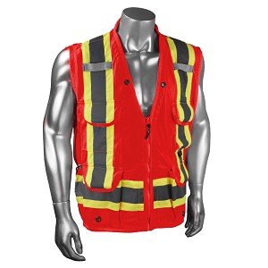 Radians SV030X-1R-S SV030X-1 Heavy Duty 10-Pocket Cruiser Vest with Back Pouch X-Back - Red - Size S 