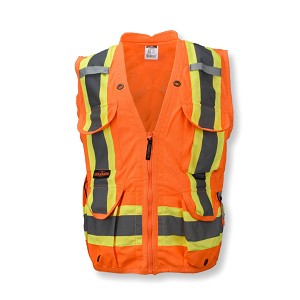 Radians SV030X-2O-S SV030X-2 Heavy Duty 10-Pocket Cruiser Vest with Back Pouch X-Back - Hi Vis Orange - Size S 