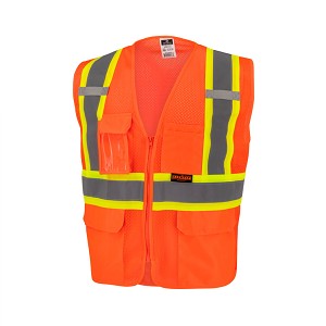 SV232 Class 2 Mesh Surveyor Vest with Side Seam Zippers and Two-Tone Tape - Hi-Vis Orange 
