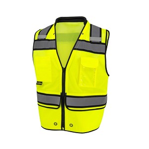 SV58Z Class 2 Heavy Duty Surveyor Vest with Contrast Trim and Underlay - Hi-Vis Green 