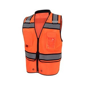 SV58Z Class 2 Heavy Duty Surveyor Vest with Contrast Trim and Underlay - Hi-Vis Orange 