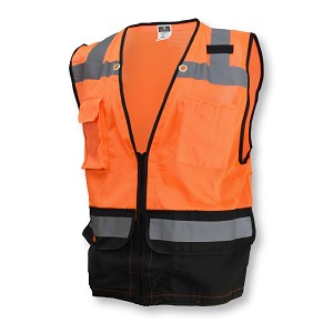 Radians SV59B-2ZOM-S SV59B Type R Class 2 Heavy Duty Surveyor Safety Vest with Zipper - Hi-Vis Orange - Size S 