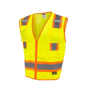 SV69-2 Two Tone Type R Class 2 Mesh/Solid Surveyor Vest with Plan/Tablet Pocket - Green 