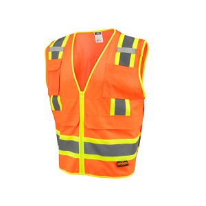 SV69-2 Two Tone Type R Class 2 Mesh/Solid Surveyor Vest with Plan/Tablet Pocket - Orange 
