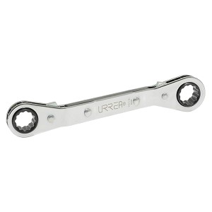 Urrea Chrome Offset Ratcheting Box End Wrench, 6 And 12 Point 5/8" x 11/16" 