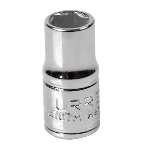 URREA 1/4" Drive Chrome Standard Socket, 6 Point 7 mm 