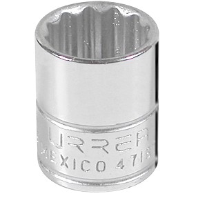 URREA 1/4" Drive Chrome Standard Socket, 12 Point 9/16" 