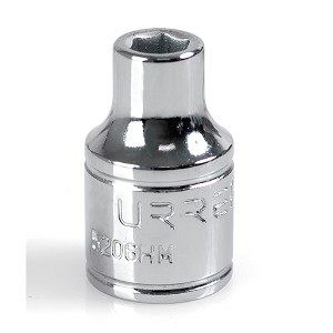 URREA 3/8" Drive Chrome Standard Socket, 6 Point 6 mm 