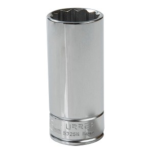 URREA 1/2" Drive Chrome Deep Socket, 12 Point 25 mm 