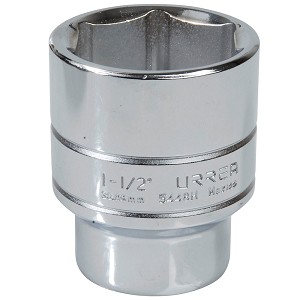 URREA 1/2" Drive Chrome Standard Socket, 6 Point 1-1/2" 