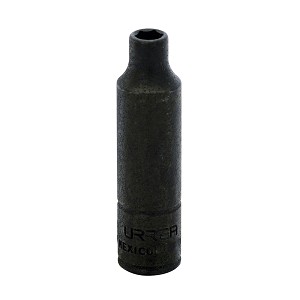 URREA 1/4" Drive Black Deep Impact Socket, 6 Point 3/16" 