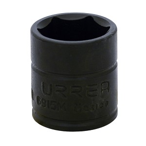 URREA 1/4" Drive Black Standard Impact Socket, 6 Point 15 mm 
