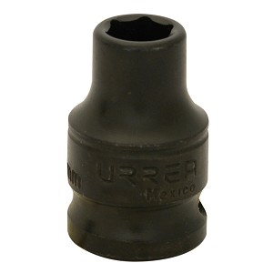 URREA 3/8" Drive Black Standard Impact Socket, 6 Point 8 mm 