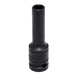 URREA 1/2" Drive Black Deep Impact Socket, 6 Point 10 mm 