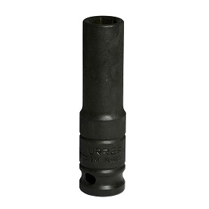 URREA 1/2" Drive Black Deep Impact Socket, 6 Point 12 mm 