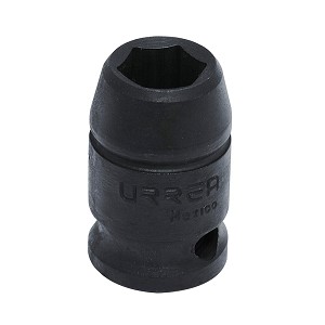 URREA 1/2" Drive Black Standard Impact Socket, 6 Point 3/8" 