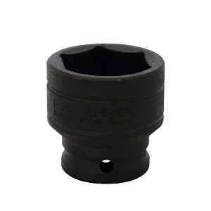 URREA 1/2" Drive Black Standard Impact Socket, 6 Point 1-3/8" 