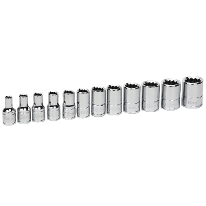 Williams 30925 1/4" Drive 12-Point Shallow Socket Set 12-Piece, Chrome Finish, Metric MAIN 