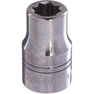 Williams 1/2" Drive Chrome Shallow Socket, 8-Point SAE 3/8" MAIN 