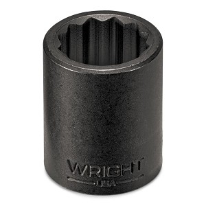 Wright Tool 1/2" Drive Standard Impact Socket, 12-Point SAE 7/16" 